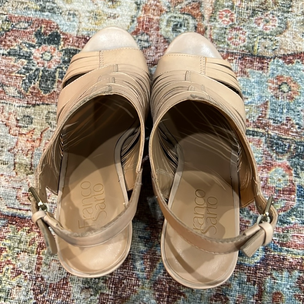 Franco Sarto Women's Tan 4” Wedge Sandals Size 7 - Picture 9 of 15